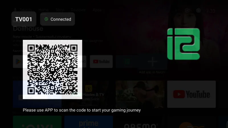 iCafeTV lock screen covering the TV with a QR code to start a session