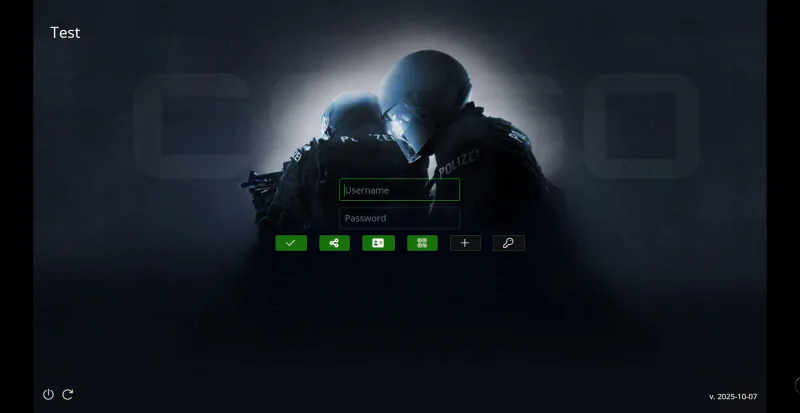 Gaming centre client login screen on the venue's branded background