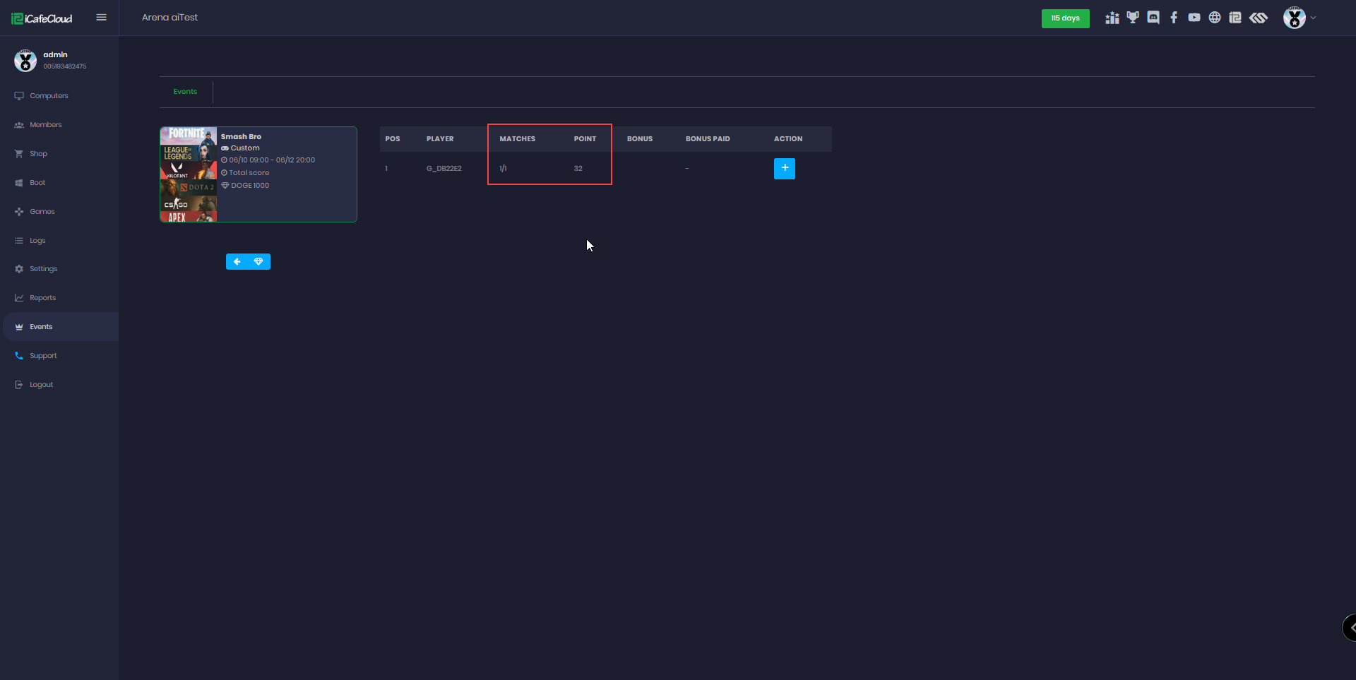 iCafeCloud games page listing every application installed across the lab